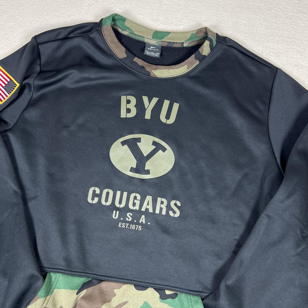 Nike BYU Cougars Football Sweater Mens 3XL Black Camo USA Flag‎ Team Issued